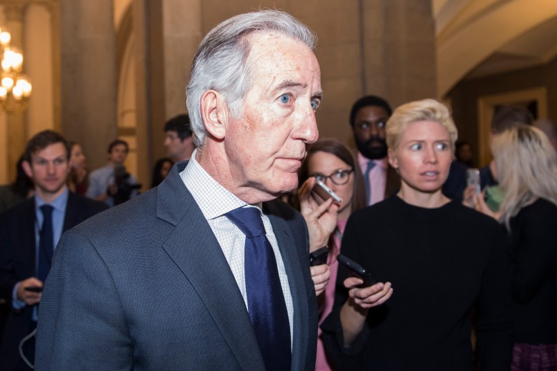 UNITED STATES - APRIL 4: Rep. Richard Neal, D-Mass., talks with reporters in the Capitol before entering the office of Speaker Nancy Pelosi, D-Calif., in the Capitol on Thursday, April 4, 2019. (Photo By Tom Williams/CQ Roll Call)