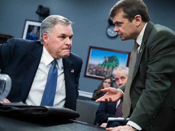 UNITED STATES - APRIL 9: IRS Commissioner Charles P. Rettig, left, talks with Chairman Mike Quigley, D-Ill., during a House Appropriations Subcommittee on Financial Services and General Government hearing in Rayburn Building on the IRS's budget request for Fiscal Year 2020 on Tuesday, April 9, 2019. (Photo By Tom Williams/CQ Roll Call)