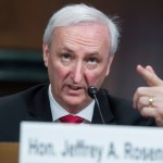 rUNITED STATES - APRIL 10: Jeffrey Rosen, nominee to be deputy attorney general, testifies during his Senate Judiciary Committee confirmation hearing in Dirksen Building on Wednesday, April 10, 2019. (Photo By Tom Williams/CQ Roll Call)