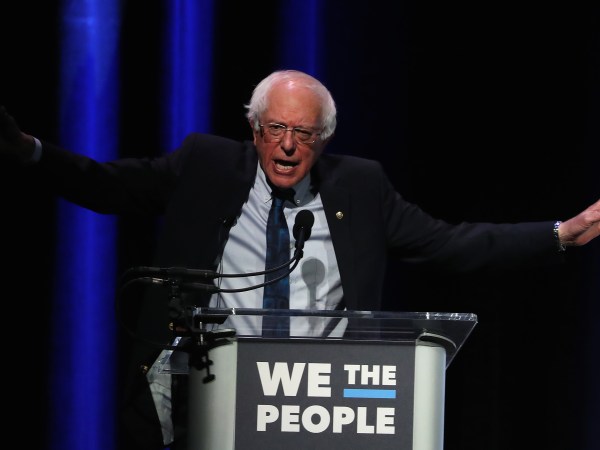 WASHINGTON, DC - APRIL 01: Sen.¬†Bernie Sanders¬†(I-VT) speaks during the ‚ÄúWe the People" summit featuring 2020 presidential candidates, at the Warner Theatre on April 1, 2019 in Washington, DC. The summit is hosted by The Center for Popular Democracy Action, Planned Parenthood, Sierra Club and the Communications Workers of America. (Photo by Mark Wilson/Getty Images)