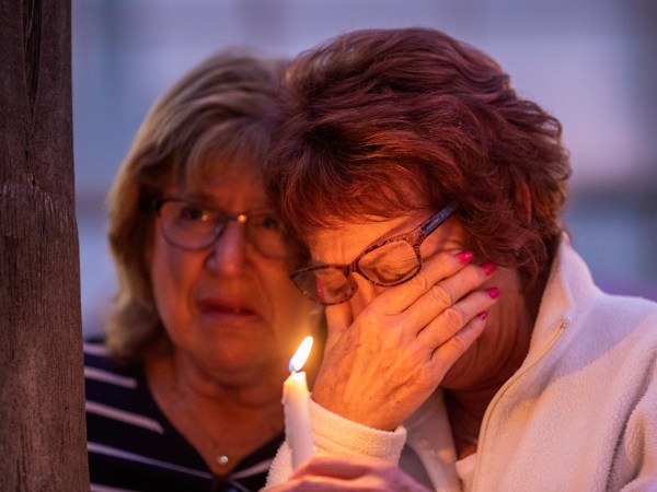 POWAY, CA - APRIL 27: People attend a prayer and candlelight vigil at Rancho Bernardo Community Presbyterian Church after a gunman opened fire in nearby Congregation Chabad synagogue on the last day of Passover on April 27, 2019 in Poway, California. One person has died and three others injured. The suspect is in custody.  (Photo by David McNew/Getty Images)