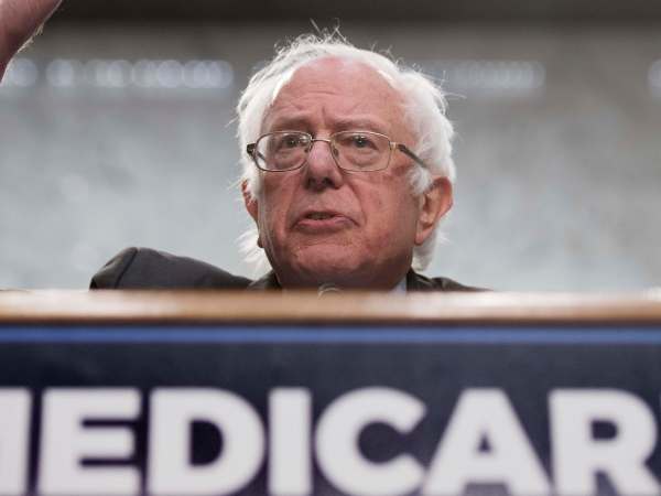 Senator Bernie Sanders, Independent from Vermont, discusses Medicare for All legislation on Capitol Hill in Washington, DC, on September 13, 2017. The former US presidential hopeful introduced a plan for government-sponsored universal health care, a notion long shunned in America that has newly gained traction among rising-star Democrats. / AFP PHOTO / JIM WATSON (Photo credit should read JIM WATSON/AFP/Getty Images)