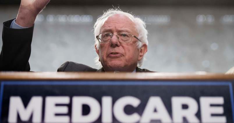 Senator Bernie Sanders, Independent from Vermont, discusses Medicare for All legislation on Capitol Hill in Washington, DC, on September 13, 2017. The former US presidential hopeful introduced a plan for government-sponsored universal health care, a notion long shunned in America that has newly gained traction among rising-star Democrats. / AFP PHOTO / JIM WATSON (Photo credit should read JIM WATSON/AFP/Getty Images)