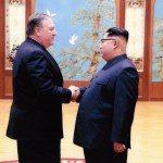 PYONGYANG, NORTH KOREA - APRIL 25: In this handout provided by The White House, CIA director Mike Pompeo shakes hands with North Korean leader Kim Jong Un in this undated image in Pyongyang, North Korea. Pompeo, now Secretary of State spoke with Kim for more than an hour during the Easter weekend. (Photo by The White House via Getty Images)