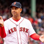 BOSTON, MA - APRIL 9: Manager Alex Cora of the Boston Red Sox is introduced during a 2018 World Series championship ring ceremony before the Opening Day game against the Toronto Blue Jays on April 9, 2019 at Fenway Park in Boston, Massachusetts. (Photo by Billie Weiss/Boston Red Sox/Getty Images) *** Local Caption *** Alex Cora
