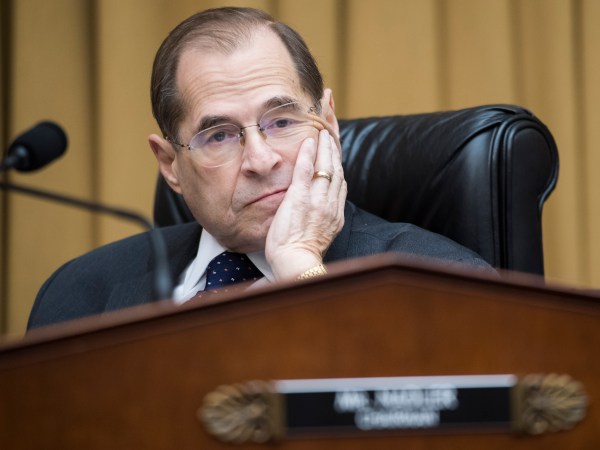 UNITED STATES - MAY 2: Chairman Jerrold Nadler, D-N.Y., prepares to begin a House Judiciary Committee hearing in Rayburn Building that was scheduled to feature testimony by Attorney General William Barr on Russian Interference in the 2016 election and the Robert Mueller report on Thursday, May 2, 2019. Barr did not show up for the hearing citing displeasure with the format. (Photo By Tom Williams/CQ Roll Call)