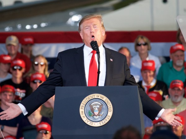 US President Donald J Trump holds a MAGA rally at the Williamsport Regional Airport, in Montoursville, PA on May 20, 2019. (Photo by Bastiaan Slabbers/NurPhoto)