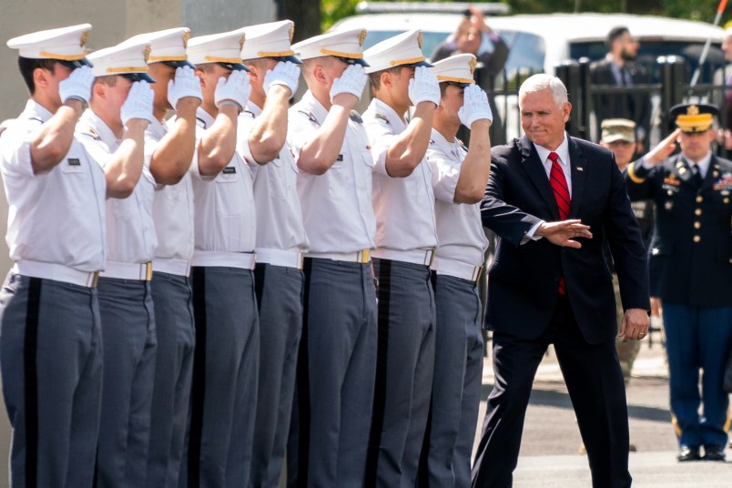 WEST POINT, NY - MAY 25: U.S. Vice President Mike Pence during the U.S. Military Academy Class of 2019 graduation ceremony at Michie Stadium on May 25, 2019 in West Point, New York. (Photo by David Dee Delgado/Getty Images)