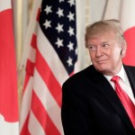 U.S. President Donald Trump reacts during a news conference with Shinzo Abe, Japan's prime minister, not pictured, at Akasaka Palace in Tokyo, Japan, on Monday, May 27, 2019.  Photographer: Kiyoshi Ota/Bloomberg