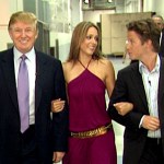 VIDEO FRAME GRAB: In this 2005 frame from video, Donald Trump prepares for an appearance on 'Days of Our Lives' with actress Arianne Zucker (center). He is accompanied to the set by Access Hollywood host Billy Bush. (Obtained by The Washington Post)