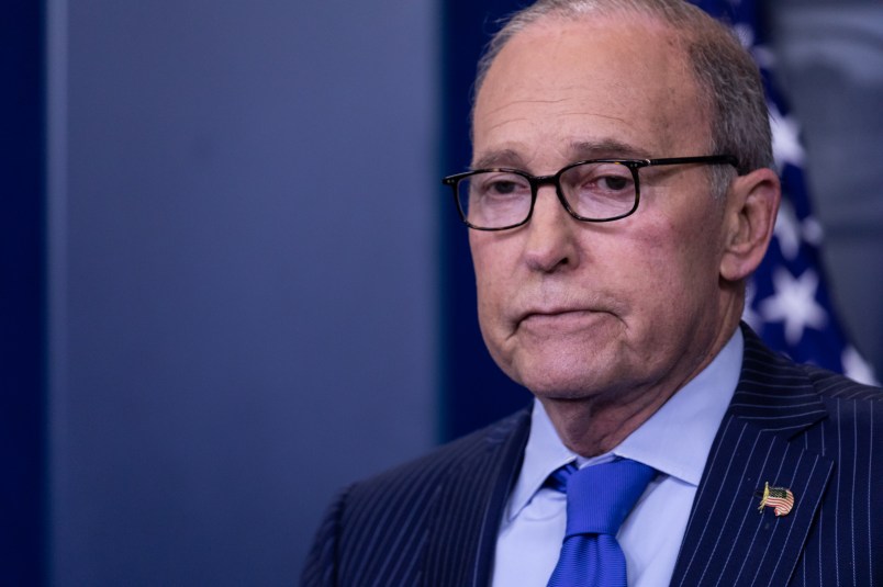 Larry Kudlow, NEC Director and Assistant to U.S. President Donald Trump for Economic Policy, conducts a press briefing on the G7 Summit in the James S. Brady Press Briefing Room of the White House, on Wednesday, June 6, 2018. (Photo by Cheriss May/NurPhoto)