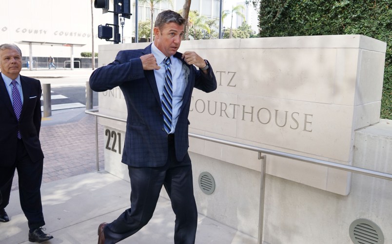 SAN DIEGO, CA-AUG 23: Congressman Duncan Hunter walks into the San Diego Federal  Courthouse for an arraignment hearing on Thursday, August 23, 2018 in San Diego, CA.  Hunter and his wife Margaret are accused of using more than 250,00 in campaign funds for personal use.(Photo by Sandy Huffaker/Getty Images)