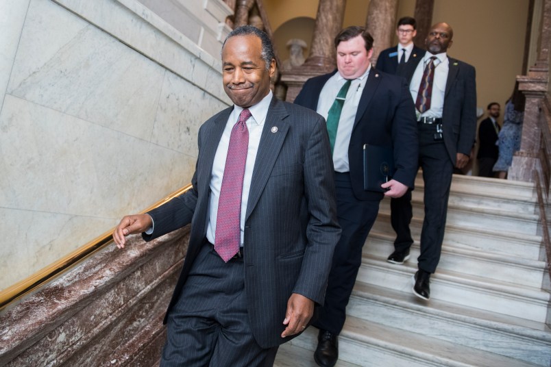 UNITED STATES - MARCH 14: Housing and Urban Development Secretary Ben Carson is seen in the Capitol on Thursday March 14, 2019.(Photo By Tom Williams/CQ Roll Call)