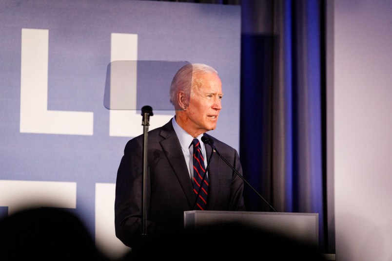 ATLANTA, GA - JUNE 06: Former vice president and 2020 Democratic presidential candidate Joe Biden speaks to a crowd at a Democratic National Committee event at Flourish in Atlanta on June 6, 2019 in Atlanta, Georgia. The DNC held a gala to raise money for the DNC’s IWillVote program, which is aimed at registering voters. (Photo by Dustin Chambers/Getty Images) *** Local Caption *** Joe Biden; Joe Biden