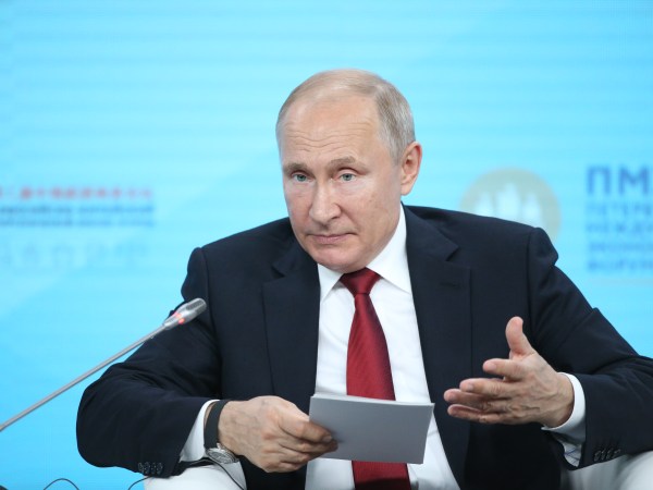 SAINT PETERSBURG, RUSSIA - JUNE,7 (RUSSIA OUT) Russian President Vladimir Putin speeches during the enegry forum meeting at the SPIEF 2019 Saint Petersburg International Economic Forum in Saint Petersburg, Russia, June,6, 2019. Vladimir Putin and other foreign leaders attends  the SPIEF 2019  today. Photo by Mikhail Svetlov/Getty Images