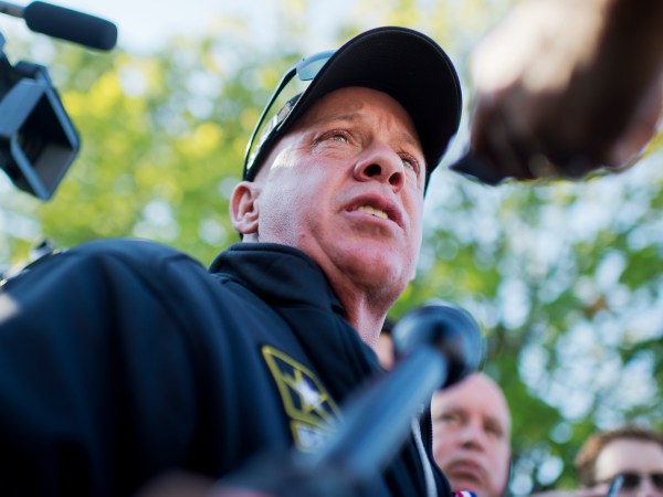 UNITED STATES - SEPTEMBER 16: John Feal, a demolition supervisor, attends a rally on the East Front of the Capitol with members of the FDNY to urge Congress to extend healthcare benefits for first responders who suffer from cancer and other ailments as a result of their work at ground zero after the 9/11 attacks, September 16, 2015. (Photo By Tom Williams/CQ Roll Call)