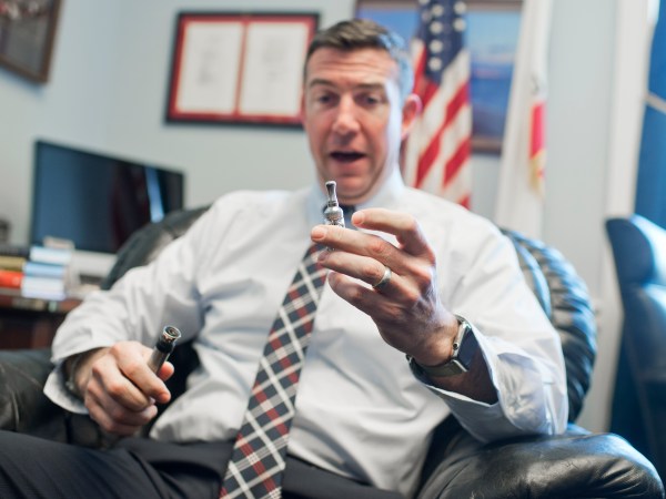UNITED STATES - JANUARY 13: Rep. Duncan Hunter, R-Calif., is interviewed about his vaporizer pen in his Rayburn office, January 12, 2016. (Photo By Tom Williams/CQ Roll Call)