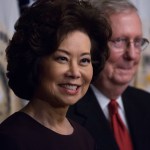 On Tuesday, January 31, (l-r) Elaine Chao after her swearing-in as the Transportation Secretary, with her husband Senator Mitch McConnell, in the Vice President’s Ceremonial Office in the Eisenhower Executive Office Building of the White House. (Photo by Cheriss May/NurPhoto)