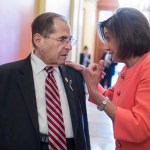 UNITED STATES - JUNE 11: Speaker Nancy Pelosi, D-Calif., and House Judiciary Committee Chairman Jerrold Nadler, D-N.Y., are seen during  a meeting with in the Capitol about funding for the September 11th Victim Compensation Fund on Tuesday, June 11, 2019. Comedian and advocate Jon Stewart and 9/11 responders attended the meeting. (Photo By Tom Williams/CQ Roll Call)