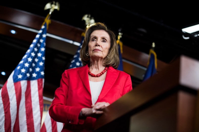 UNITED STATES - JUNE 27: Speaker Nancy Pelosi, D-Calif., conducts her weekly news conference in the Capitol Visitor Center on Thursday, June 27, 2019. (Photo By Tom Williams/CQ Roll Call)