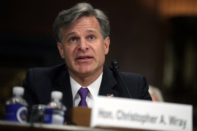 FBI director nominee Christopher Wray testifies during his confirmation hearing before the Senate Judiciary Committee July 12, 2017 on Capitol Hill in Washington, DC. If confirmed, Wray will fill the position that has been left behind by former director James Comey who was fired by President Donald Trump about two months ago.