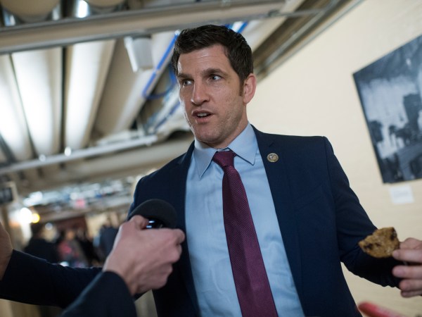 UNITED STATES - MARCH 06: Rep. Scott Taylor, R-Va., talks with reporters in the Capitol after a meeting of the House Republican Conference on March 06, 2018. (Photo By Tom Williams/CQ Roll Call)