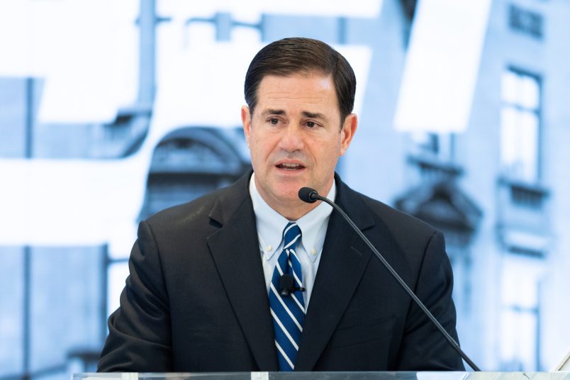 WASHINGTON, DC, UNITED STATES - 2018/06/07: Governor Doug Ducey (R-AZ) discussing the opioid crisis and foster care families and policies to protect children and treat parents at the American Enterprise Institute  in Washington. (Photo by Michael Brochstein/SOPA Images/LightRocket via Getty Images)