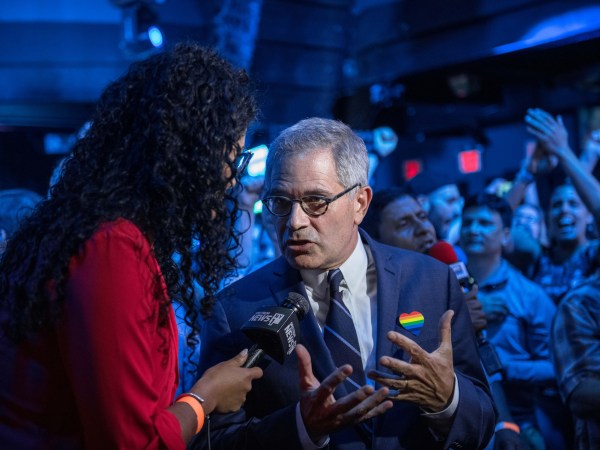 NEW YORK, NY - JUNE 25:  Philadelphia District Attorney Larry Krasner speaks to a reporter at of the election party of public defender Tiffany Caban moments before she claimed victory in the in the Queens District Attorney Democratic Primary election, June 25, 2019 in the Queens borough of New York City. Running on a progressive platform that includes decriminalizing sex work and closing the Rikers Island jail, Caban narrowly defeated Queens Borough President Melinda Katz and scored a shocking victory for city's the progressive grassroots network and criminal justice movement (Photo by Scott Heins/Getty Images)