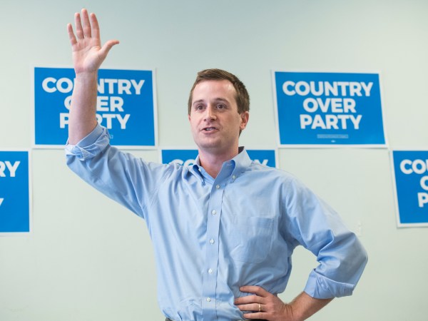 UNITED STATES - AUGUST 10: Dan McCready, Democratic candidate for North Carolina's 9th District, talks with voters at his campaign office during his education tour in Elizabethtown, N.C., on Saturday, August 10, 2019. (Photo By Tom Williams/CQ Roll Call)