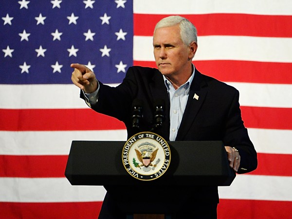 ABINGDON, VA - OCTOBER 14:  U.S. Vice President Mike Pence speaks during a campaign rally for gubernatorial candidate Ed Gillespie, R-VA, at the Washington County Fairgrounds on October 14, 2017 in Abingdon, Virginia.  Virginia voters head to the polls on Nov. 7. (Photo by Sara D. Davis/Getty Images)
