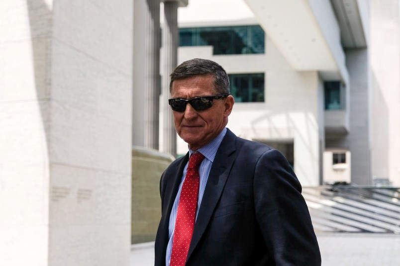 WASHINGTON, DC - JUNE 24: Former Trump national security advisor Michael Flynn leaves the E. Barrett Prettyman U.S. Courthouse on June 24, 2019 in Washington, DC. Flynn is expected to testify again on July 15. (Photo by Alex Wroblewski/Getty Images)
