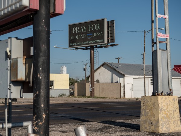 ODESSA, TX - SEPTEMBER 2:  An electronic banner supporting the city two days after a mass shooting claimed the lives of seven people, on September 2, 2019 in Odessa, Texas. Officials say the suspect Seth Ator, 36, is dead after he killed 7 people and injured 22 in the mass shooting. (Photo by Cengiz Yar/Getty Images)