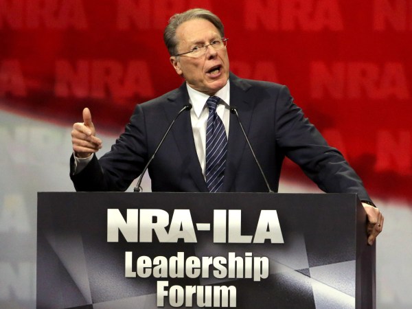 INDIANAPOLIS, IN - APRIL 25:  NRA Executive Vice President Wayne LaPierre speaks during the National Rifle Association Annual Meeting Leadership Forum on April 25, 2014 in Indianapolis, Indiana. The NRA annual meeting runs from April 25-27. (Photo by John Gress/Getty Images)