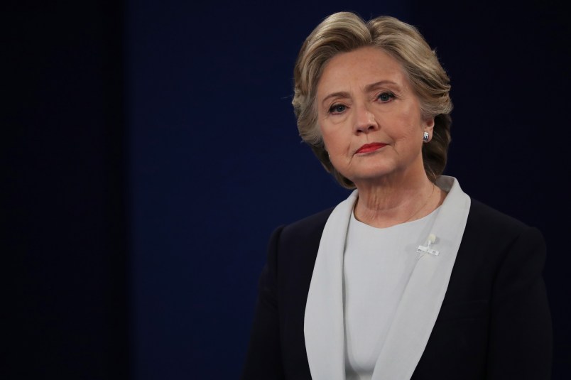during the town hall debate at Washington University on October 9, 2016 in St Louis, Missouri. This is the second of three presidential debates scheduled prior to the November 8th election.