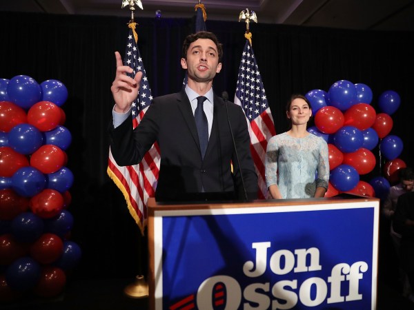 Democratic candidate Jon Ossoff arrives on stage to speak during his election night party being held at the Westin Atlanta Perimeter North Hotel after returns show him winning/losing the race for Georgia's 6th Congressional District on June 20, 2017 in Atlanta, Georgia. Mr. Ossoff ran in a special election against his Republican challenger Karen Handel in a bid to replace Tom Price, who is now the Secretary of Health and Human Services.