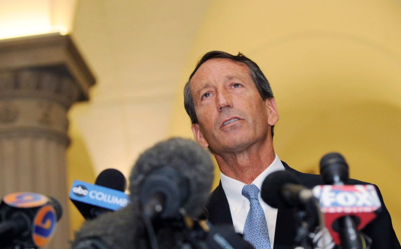 COLUMBIA, SC - JUNE 24:  South Carolina Gov. Mark Sanford speaks during a press conference at the State Capitol June 24, 2009 in Columbia, South Carolina. Sanford admitted to having an extramarital affair after returning from a secret trip to visit a woman in Argentina and said that he would resign as head of the Republican Governors Association.  (Photo by Davis Turner/Getty Images)