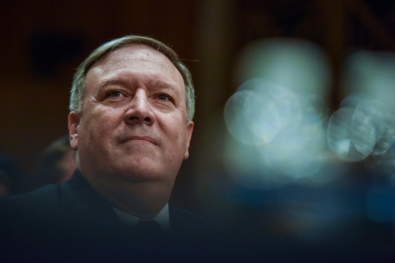 WASHINGTON, DC - APRIL 12:Mike Pompeo, nominated by Donald Trump as Secretary of State to replace Rex Tillerson, sits for a confirmation hearing with the Senate Foreign Relations Committee at the Dirksen Building on Thursday, April 12, 2018, in Washington, DC. His stances on crucial foreign policy matters and his close relationship with Donald Trump have drawn questions about his fitness for the Secretary of State position.(Photo by Jahi Chikwendiu/The Washington Post)