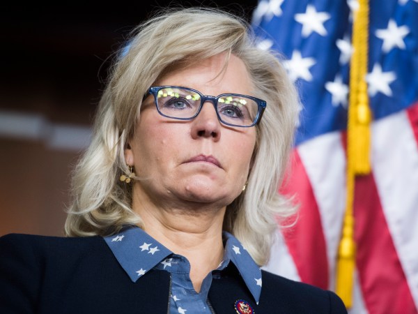 UNITED STATES - JUNE 4: Rep. Liz Cheney, R-Wyo., chair of the House Republican Conference, conducts a news conference after a meeting off the onference in the Capitol Visitor Center on Tuesday, June 4, 2019. (Photo By Tom Williams/CQ Roll Call)