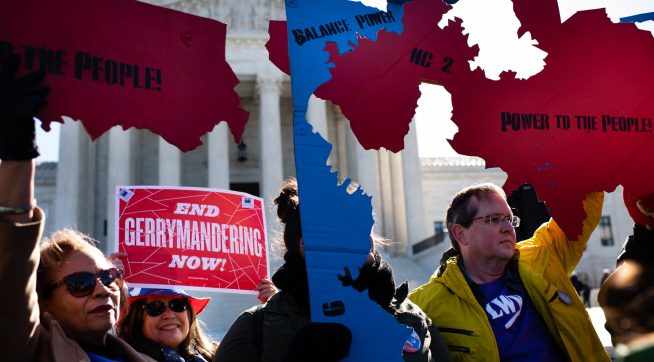 WASHINGTON, DC - MARCH 26:  A Fair Maps Rally was held in front of the U.S. Supreme Court on Tuesday, March 26, 2019 in Washington, DC. The rally coincides with the U.S. Supreme Court hearings in landmark redistricting cases out of North Carolina and Maryland. The activists sent the message the the Court should declare gerrymandering unconstitutional now. (Photo by Sarah L. Voisin/The Washington Post)