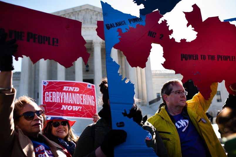 WASHINGTON, DC - MARCH 26:  A Fair Maps Rally was held in front of the U.S. Supreme Court on Tuesday, March 26, 2019 in Washington, DC. The rally coincides with the U.S. Supreme Court hearings in landmark redistricting cases out of North Carolina and Maryland. The activists sent the message the the Court should declare gerrymandering unconstitutional now. (Photo by Sarah L. Voisin/The Washington Post)