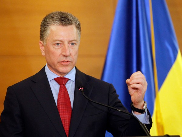 KIEV, UKRAINE - 2019/07/27: Kurt Volker, US Department Special Representative for Ukraine speaks during a press conference about US-Ukrainian relations in Kiev.The US delegation headed by the Special Representative of the United States Department of State for Ukraine, Kurt Volker on a working visit to the village of Stanytsia Luhanska in Luhansk region East of Ukraine. (Photo by Pavlo Gonchar/SOPA Images/LightRocket via Getty Images)