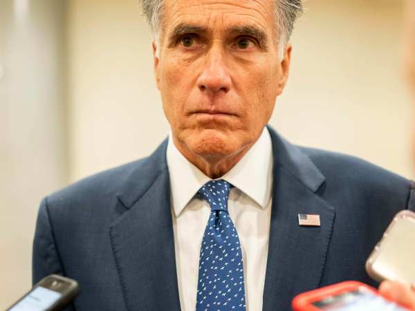 WASHINGTON, DC - September 23: Senator Mitt Romney (R-UT) speaks to journalists before votes on the Senate floor on Capitol Hill in Washington, DC on Monday September 23, 2019. (Photo by Melina Mara/The Washington Post)