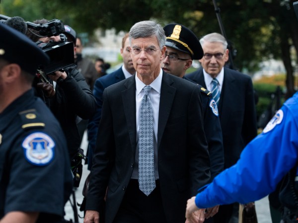 UNITED STATES - OCTOBER 16: Bill Taylor, center, the acting U.S. ambassador to Ukraine, arrives to the Capitol for a deposition related to the House's impeachment inquiry on Tuesday, October 22, 2019. (Photo By Tom Williams/CQ Roll Call),