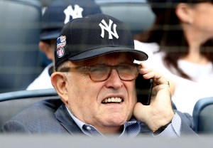 NEW YORK, NY - MAY 28:  Rudy Giuliani attends the game between the New York Yankees and the Houston Astros at Yankee Stadium on May 28, 2018 in the Bronx borough of New York City.MLB players across the league are wearing special uniforms to commemorate Memorial Day.  (Photo by Elsa/Getty Images)