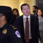 Inspector General of the Intelligence Community Michael Atkinson arrives for a closed-door hearing before the House Intelligence Committee in Washington, DC, on October 4, 2019. (Photo by Eric BARADAT / AFP) (Photo by ERIC BARADAT/AFP via Getty Images)