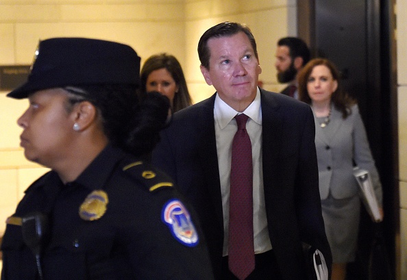 Inspector General of the Intelligence Community Michael Atkinson arrives for a closed-door hearing before the House Intelligence Committee in Washington, DC, on October 4, 2019. (Photo by Eric BARADAT / AFP) (Photo by ERIC BARADAT/AFP via Getty Images)