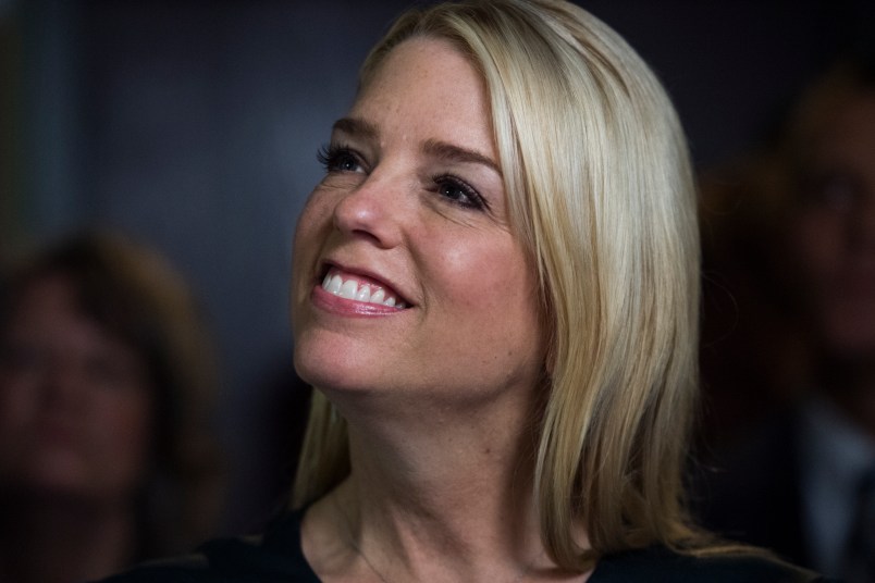 UNITED STATES - NOVEMBER 2: Florida Attorney General Pam Bondi, attends a rally with Florida governor candidate Rep. Ron DeSantis, R-Fla., and other GOP candidates at the Hillsborough County Republican Party office in Tampa on November 2, 2018. (Photo By Tom Williams/CQ Roll Call)