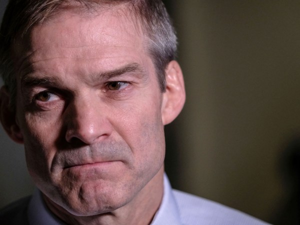 WASHINGTON, DC - OCTOBER 23:  U.S. House Oversight and Reform Committee ranking member Rep. Jim Jordan (R-OH), pauses while speaking after a closed session before the House Intelligence, Foreign Affairs and Oversight committees on Capitol Hill on October 23, 2019 in Washington, DC. Deputy Assistant Secretary of Defense Laura Cooper was on Capitol Hill to testify to the committees for the ongoing impeachment inquiry against President Donald Trump. (Photo by Alex Wroblewski/Getty Images)