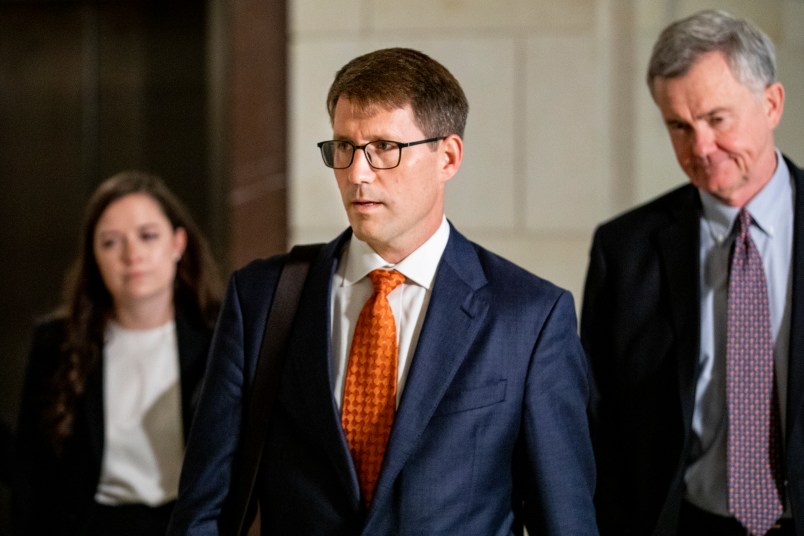 WASHINGTON, DC - OCTOBER 30: Christopher Anderson, career Foreign Service officer and former advisor to Kurt Volker, the US special envoy to Ukraine, arrives at the Sensitive Compartmented Information Facility (SCIF) for his deposition in the continued House impeach inquiry of President Donald Trump at the U.S. Capitol on October 30, 2019 in Washington, DC. State Department special adviser for Ukraine Catherine Croft and State Department official Christopher Anderson are expected to appear for closed-door depositions as part of the impeachment inquiry and the latest in a line of career diplomats who have complied with a House subpoena. (Photo by Samuel Corum/Getty Images)