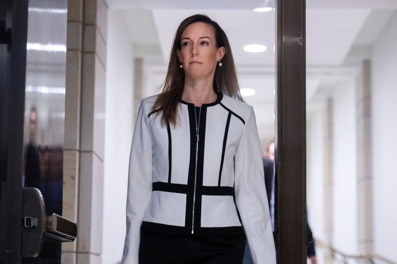 UNITED STATES - NOVEMBER 07: Jennifer Williams, an aide to Vice President Mike Pence, arrives to the Capitol Visitor Center for a deposition related to House's impeachment inquiry on Thursday, November 7, 2019. (Photo By Tom Williams/CQ Roll Call)